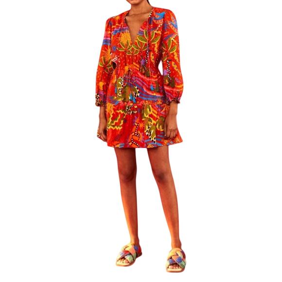 FARM Rio Magic Forest Mini in Red Toucan Tropical Cotton Dress - Picture 2 of 4